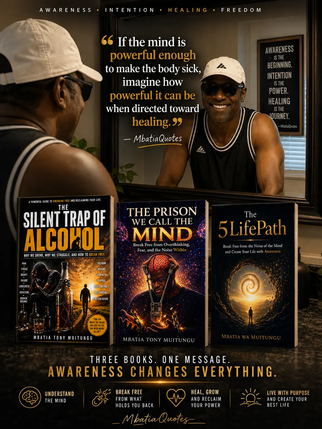 The three books by Mbatia Tony Muitungu with an awareness reflection